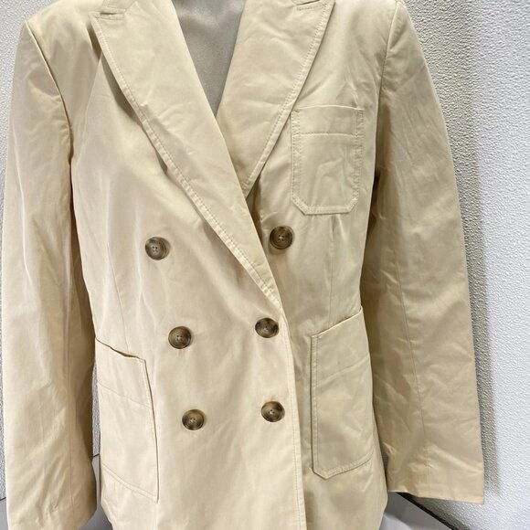 Tory Burch Women’s Polished Poplin Double-Breasted Jacket Size 12 Palestone - Picture 13 of 15